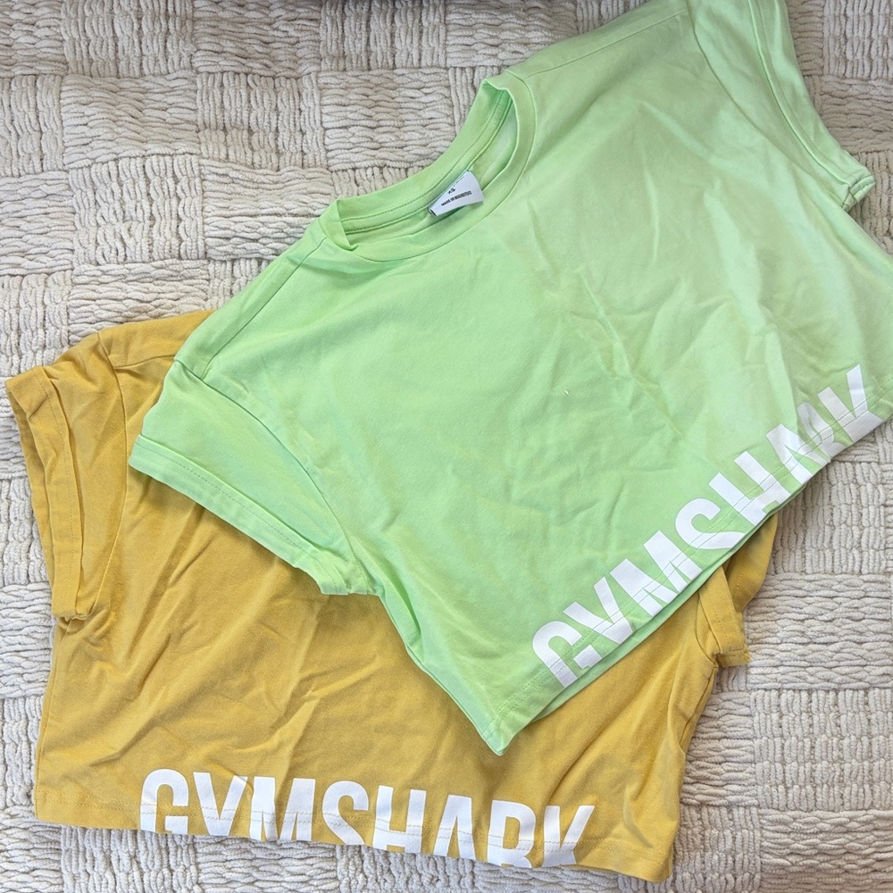 Gymshark Women's Crop Tops - Lime Green and Mustard Yellow